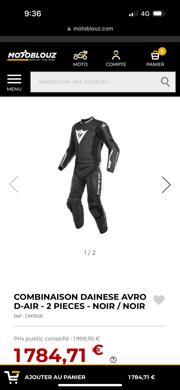 Dainese Avro D-Air – Combinaison 2 pièces cuir – T