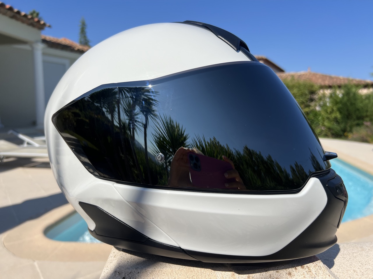 Casque de moto  blanc BMW Motorrad avec micro