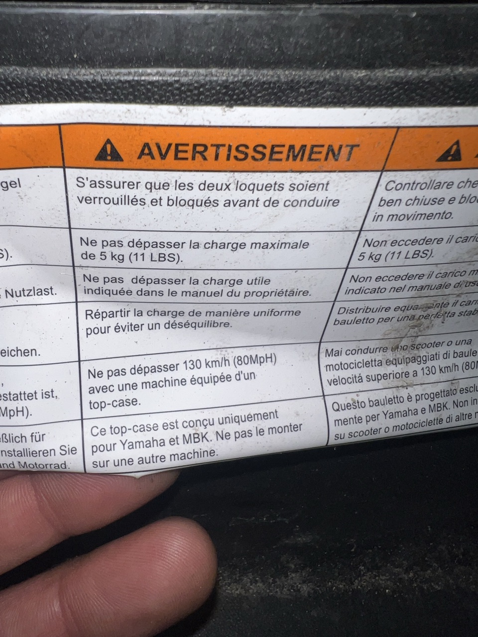 TOP CASE YAMAHA CITY 50 L