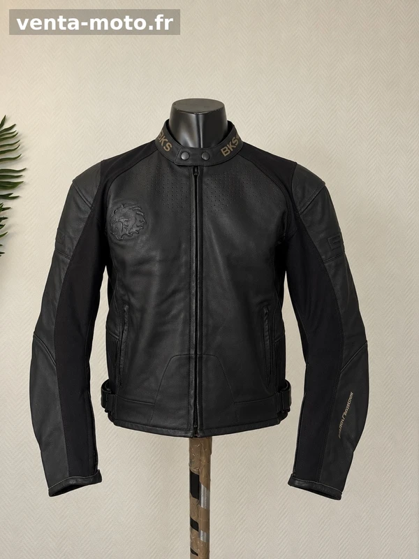 Blouson moto BKS cuir noir – Taille 48 / M