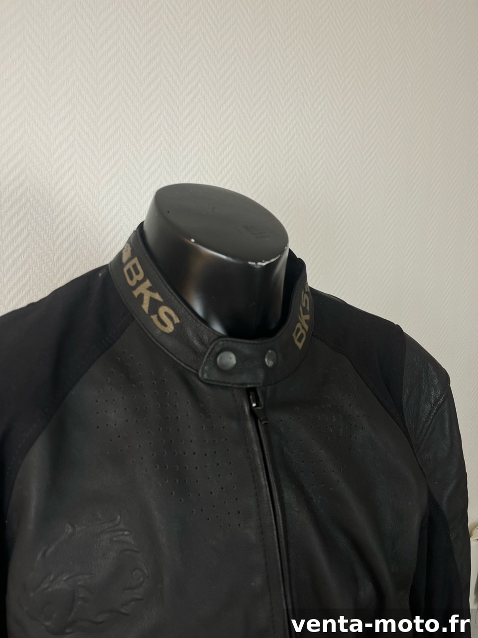 Blouson moto BKS cuir noir – Taille 48 / M