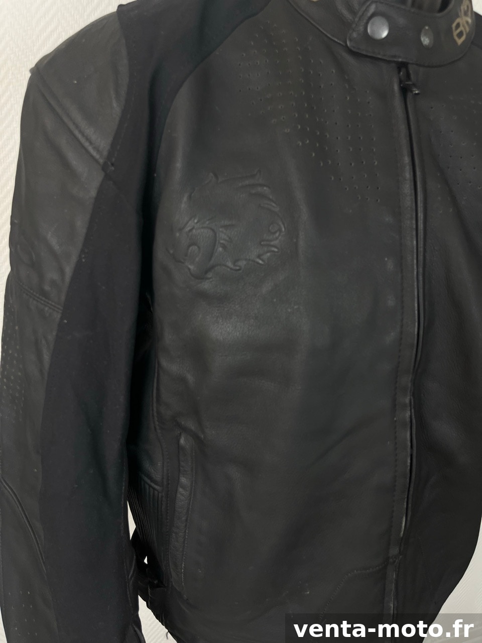 Blouson moto BKS cuir noir – Taille 48 / M