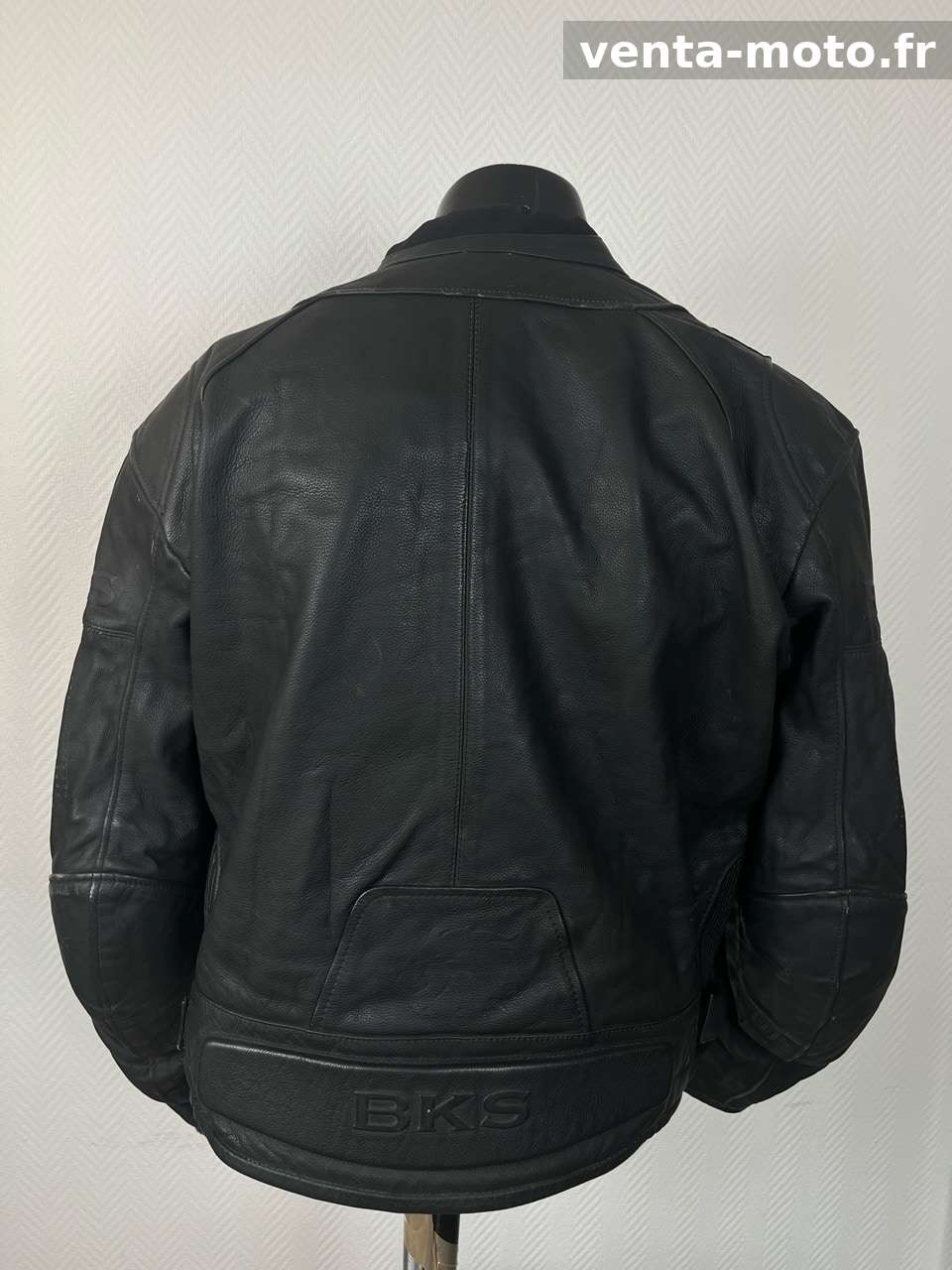 Blouson moto BKS cuir noir – Taille 48 / M