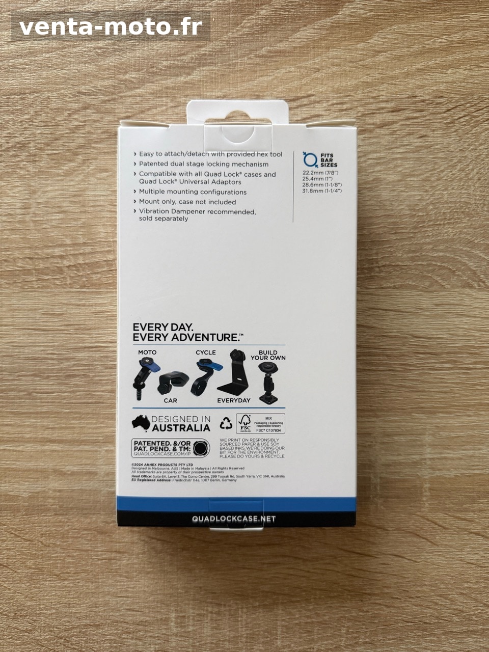 Quad Lock Motorcycle Handlebar Mount - Support de
